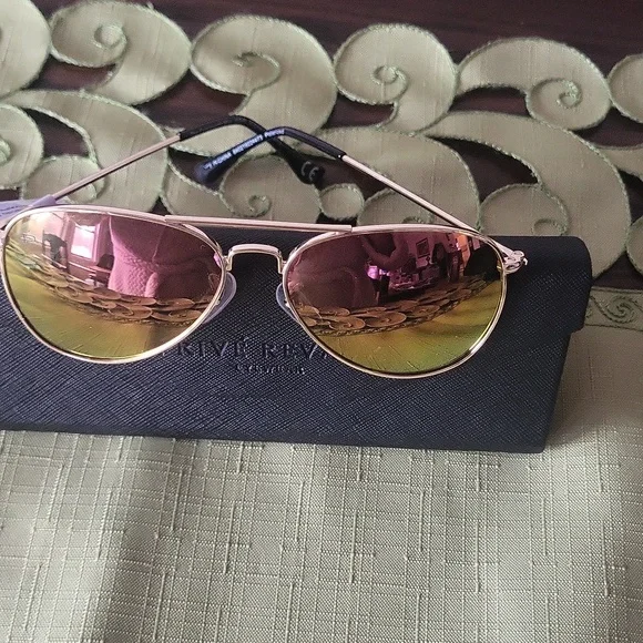 PRIVE REVAUX EYEWEAR Champagne Gold Frame with PinkLenses